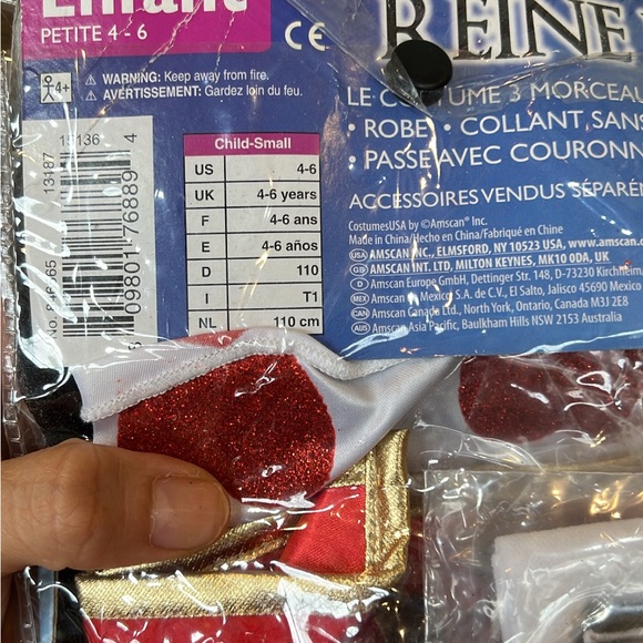 NWT Alice in Wonderland Queen of Hearts Costume girls size 4-6 - Picture 4 of 4